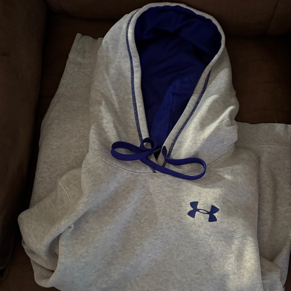 Under Armour Heather Gray Hoodie with Navy Accents